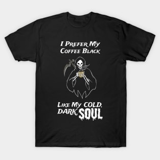 Grim Reaper Loves Black Coffee Coffee Fan Gift T-Shirt